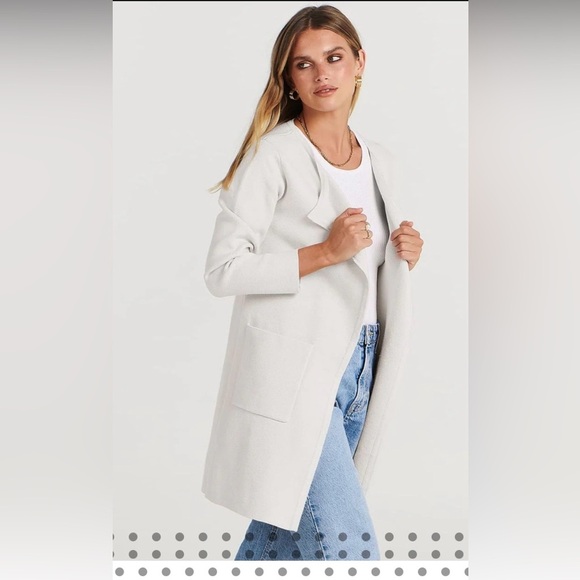 Anrabess Stylish White Long Cardigan - Picture 2 of 6